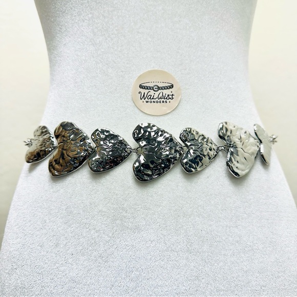 None Accessories - Silver tone heart waist chain belt buckle